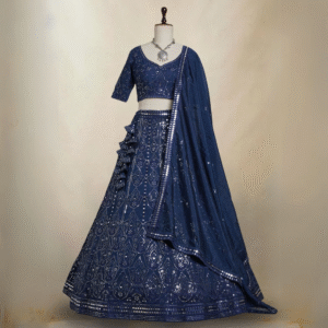 Blue Color Sequence Embroidery Lehenga Choli for Wedding Function – Elegance in Every Stitch