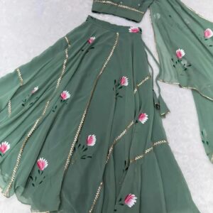 Elegant Floral Green Lehenga Choli with Dupatta – Multi Color Options