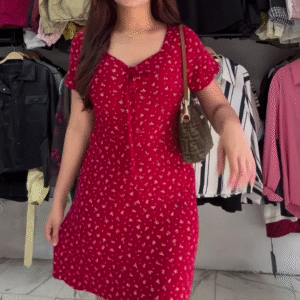 Red Floral Mini Dress – Effortless Everyday Charm (Available in 3 Colors)