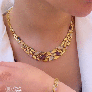 Exquisite Gold Necklace with Colorful Gemstone Accents