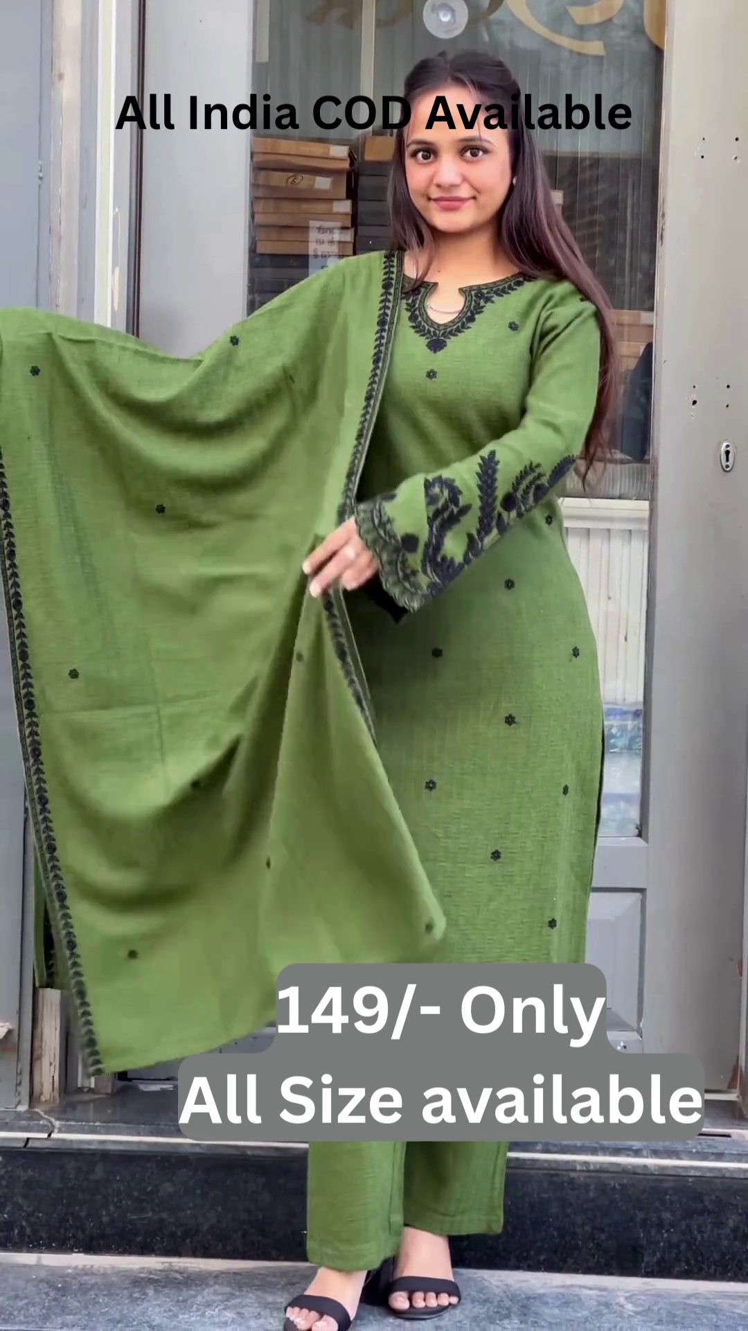 Elegant Olive Ethnic Suit Set with Embroidered Dupatta πΏβ¨ - Image 4