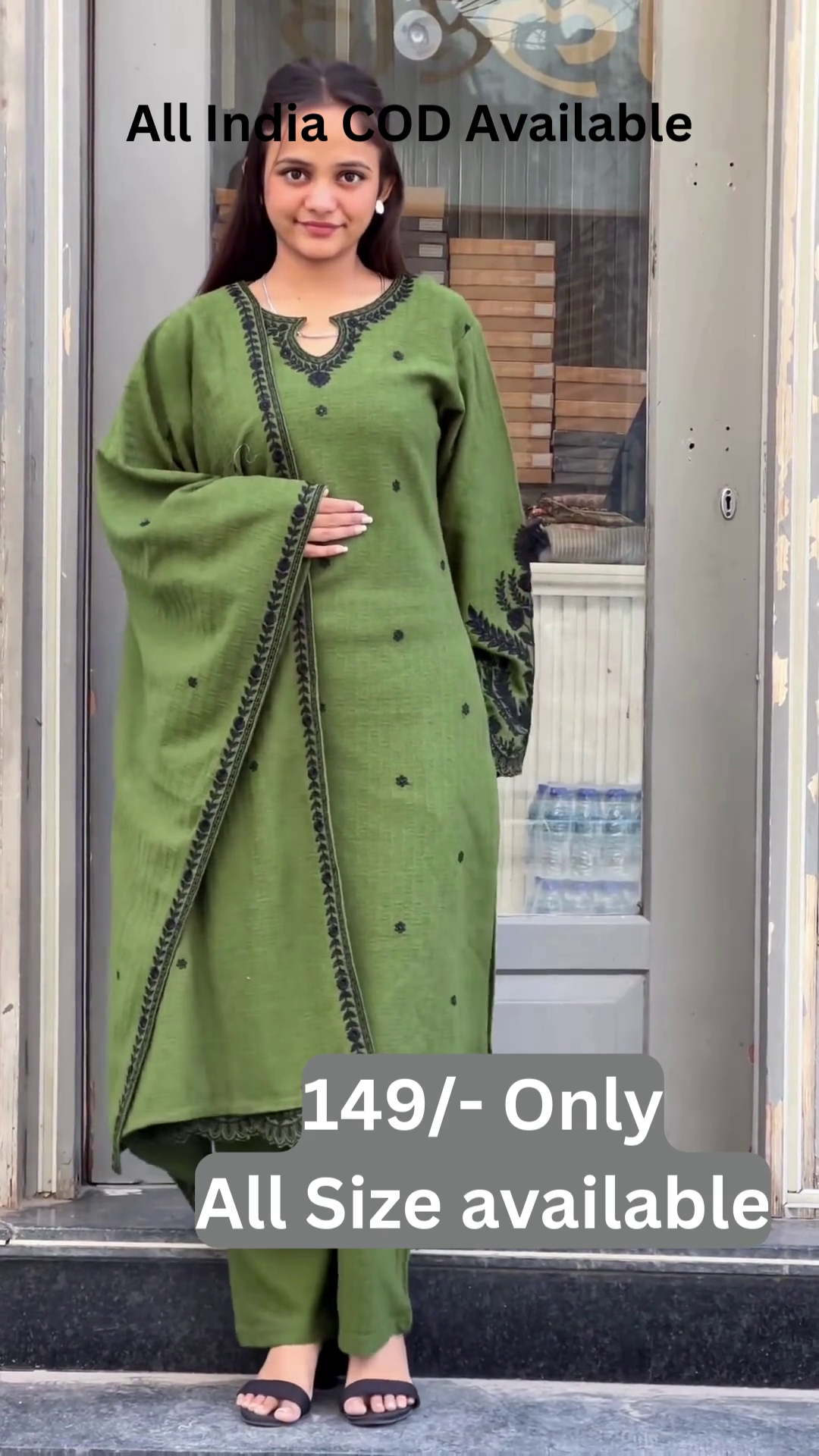 Elegant Olive Ethnic Suit Set with Embroidered Dupatta πΏβ¨ - Image 2
