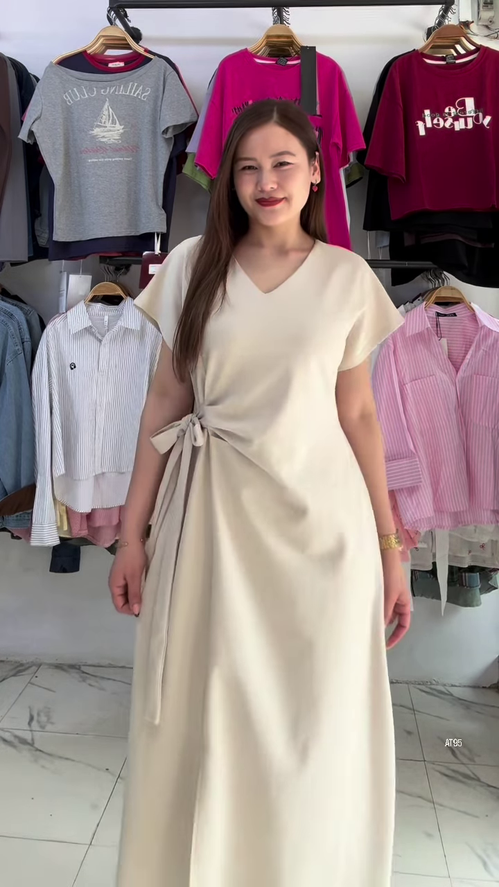 Women’s Korean Style Midi Dress – Elegant Casual Loose Fit Dress for Women & Girls | Soft Comfortable Daily Wear | Available in White, Orange & Pink - Image 2