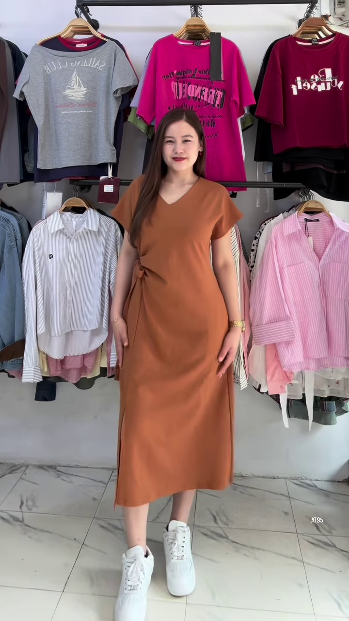 Women’s Korean Style Midi Dress – Elegant Casual Loose Fit Dress for Women & Girls | Soft Comfortable Daily Wear | Available in White, Orange & Pink - Image 4