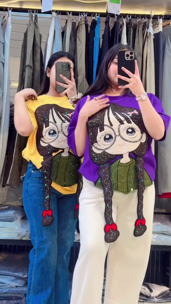 Women’s Oversized Cartoon Graphic T-Shirt – Trendy Korean Style Casual Tee for Girls | Cute Anime Printed Loose Fit Top | Stylish Daily Wear - Image 2